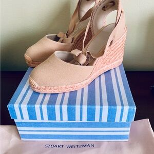 Stuart Weitzman Tan Wedge Espadrilles